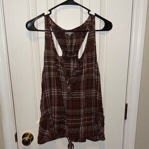 Maurices Brown Plaid Tank Top